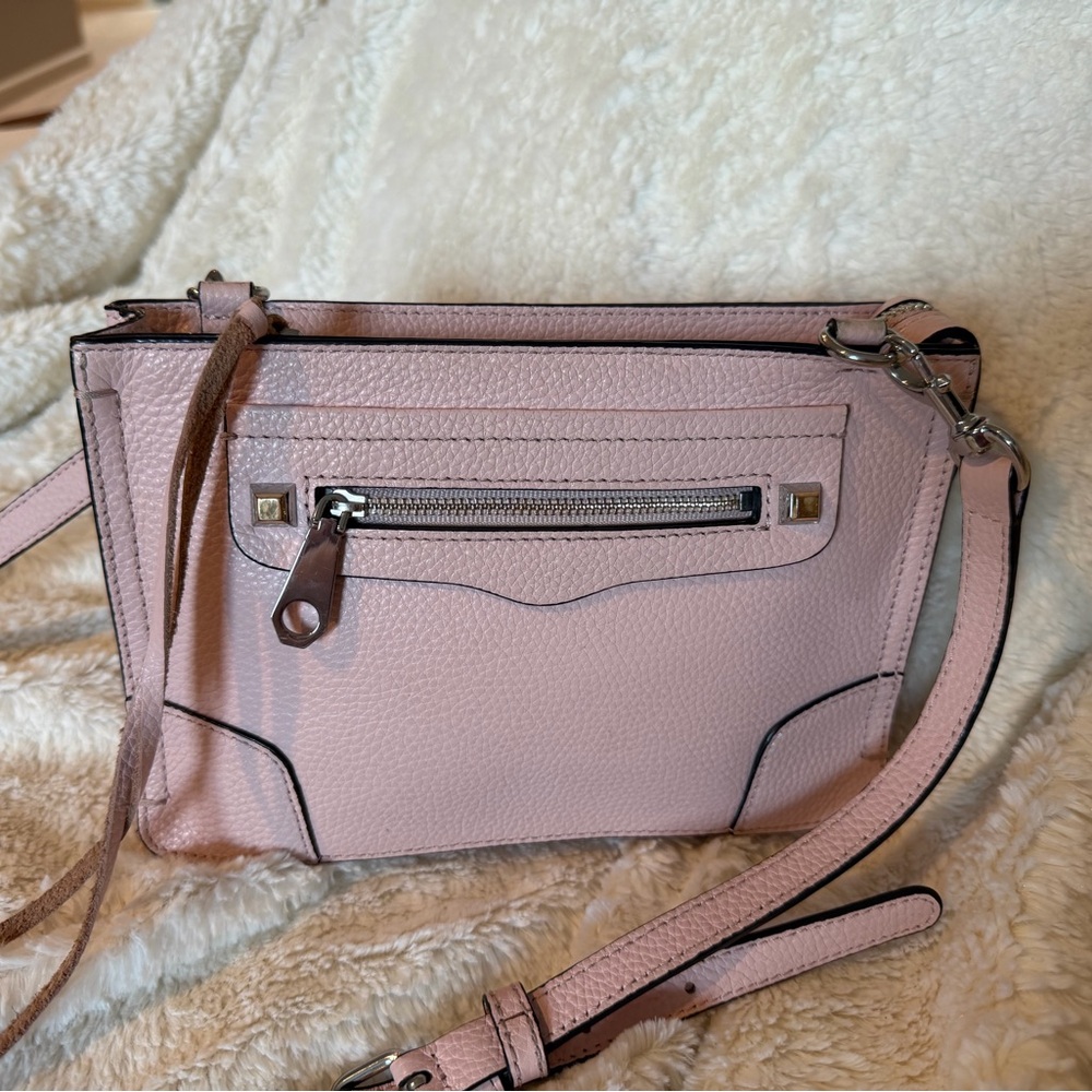 Rebecca Minkoff Pale Pink Pebbled Leather Crossbody Bag 6x9